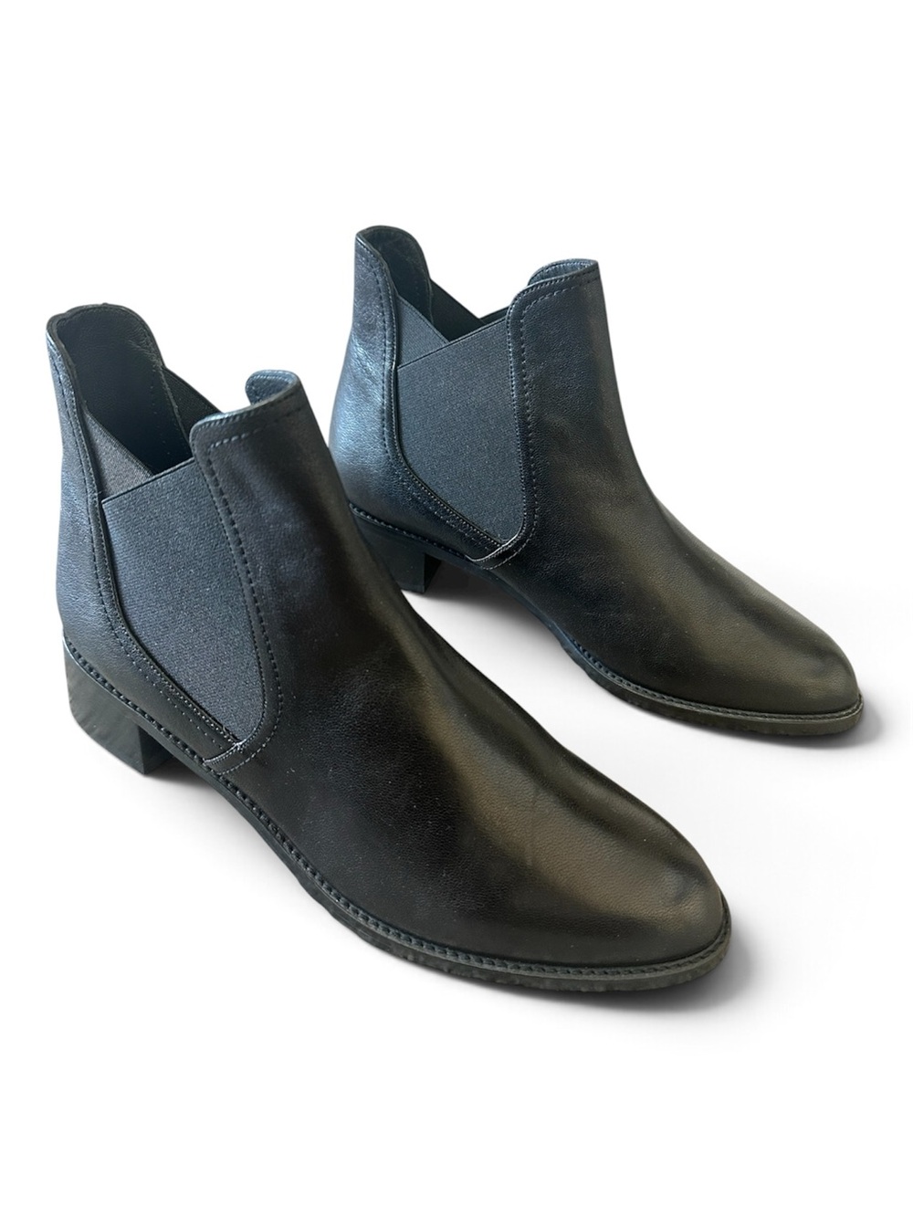 Stuart Weitzman Black Leather Chelsea Ankle Boots Size 7.5